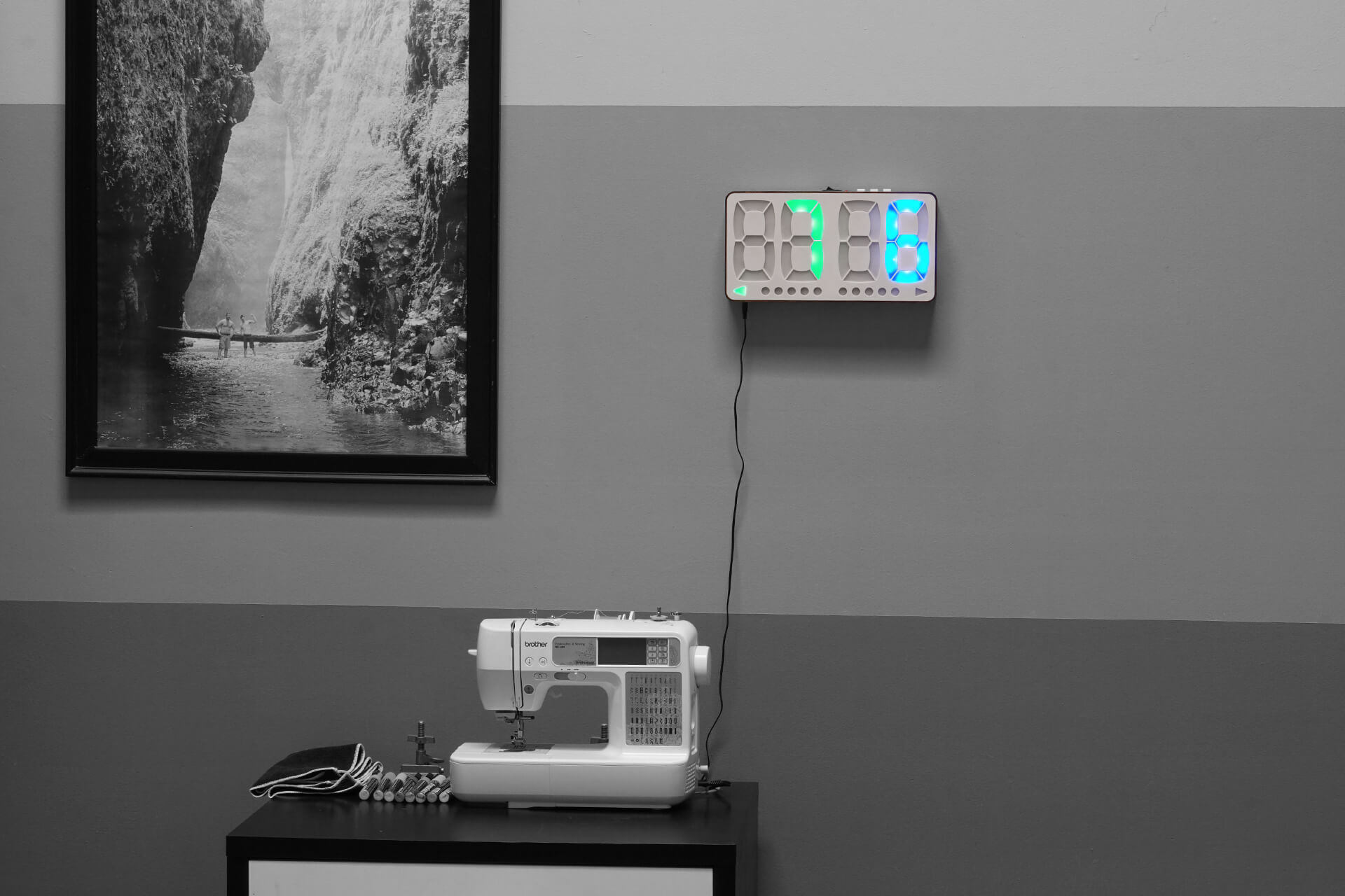 Showing the table tennis scoreboard on a wall.