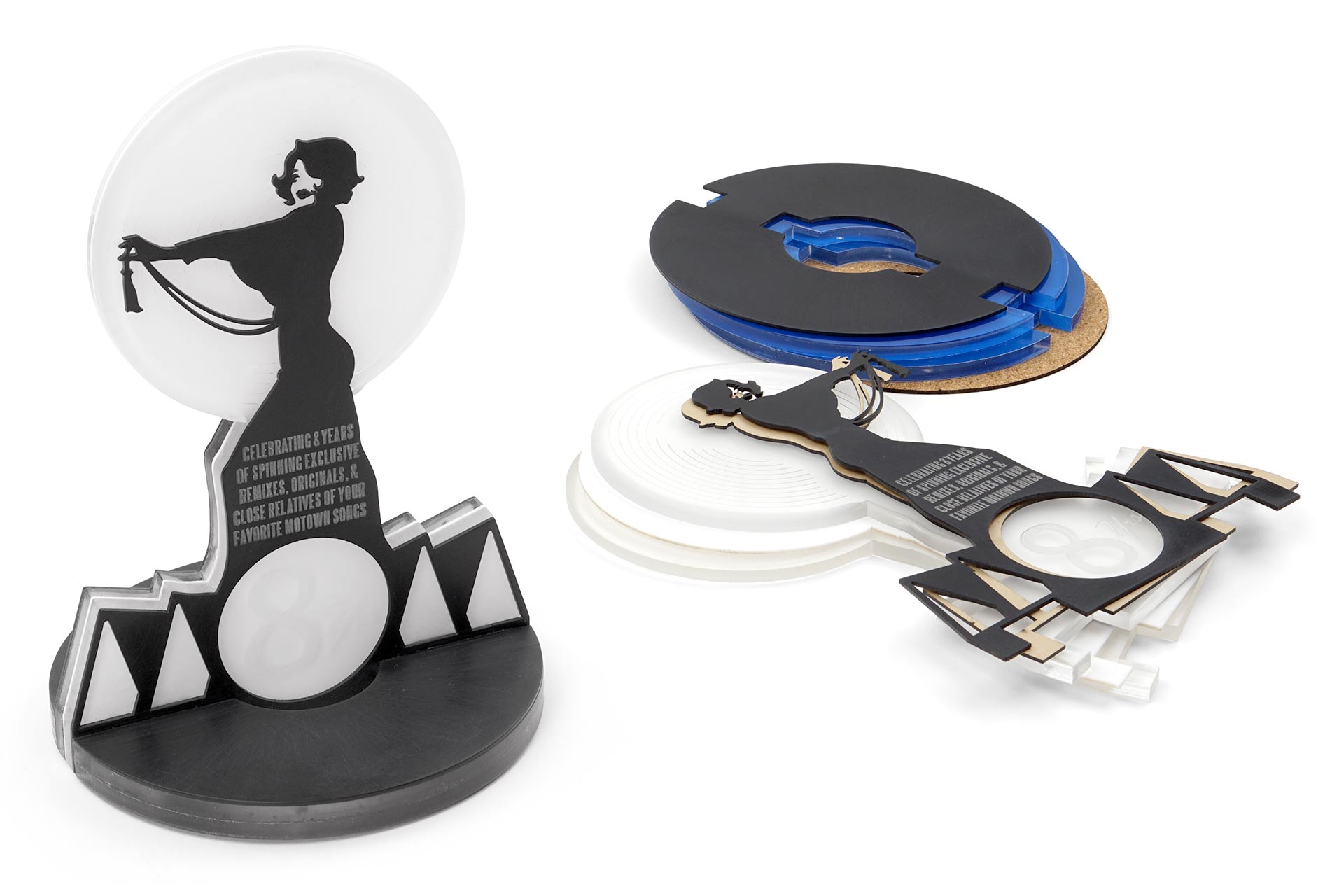 An acrylic trophy for a music venue.