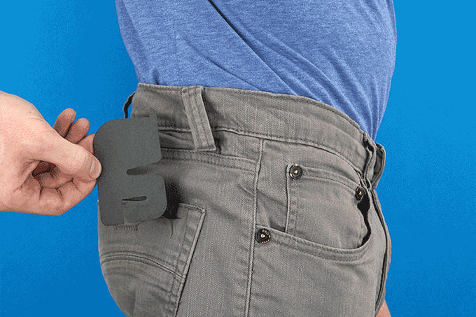 An animation of the Tug Belt being put on and taken off.