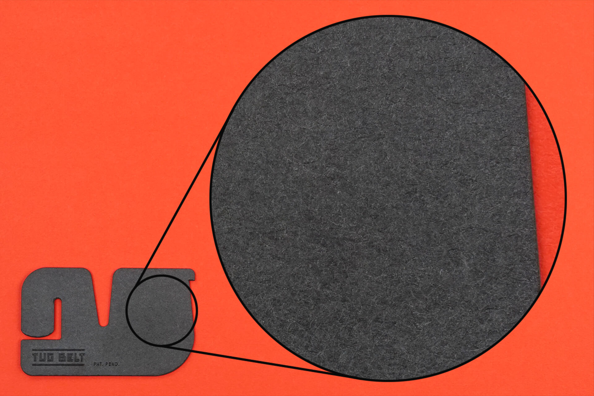 A detail shot of the Tug Belt, showing the soft-touch surface.